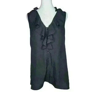 Mossimo women's black ruffle front sleeveless blouse size medium